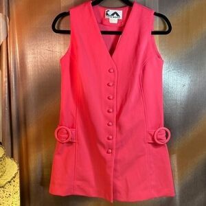 Jack Winter Vintage 70’s Women's Bubble Gum Button Vest Sleeveless Pink Size 6